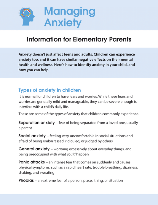 Managing Anxiety - Information for Elementary Parents