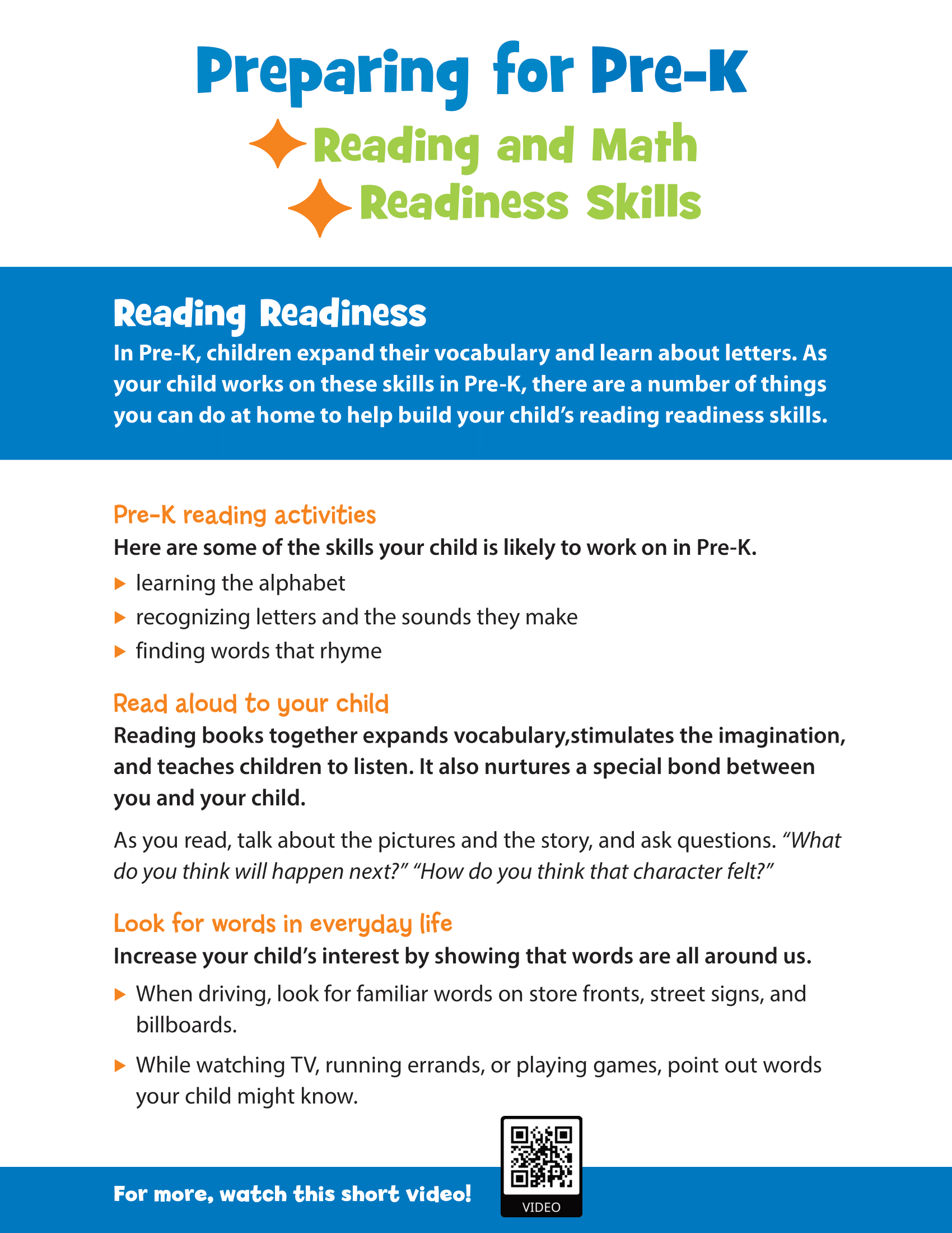 Preparing for Pre-K - Math and Reading