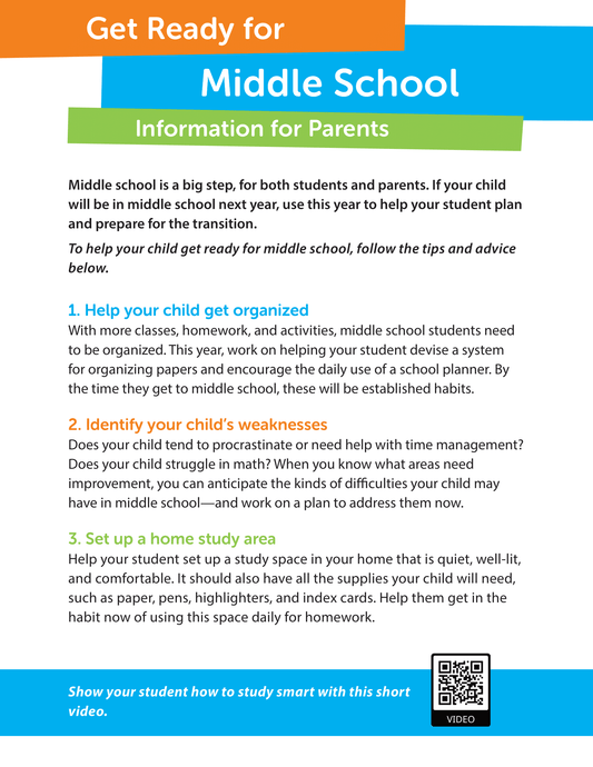 Get Ready for Middle School - Information for Parents