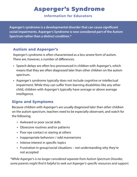 Asperger's Syndrome - Information for Educators
