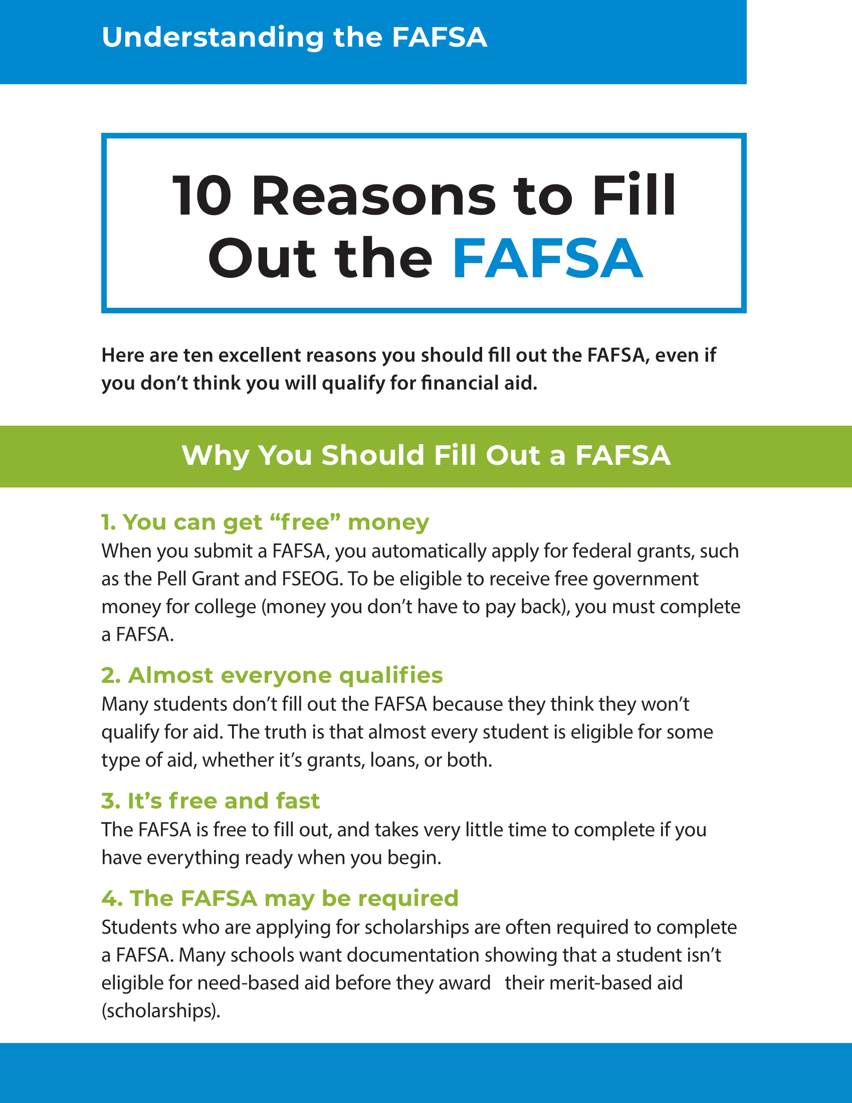 10 Reasons to Fill Out the FAFSA
