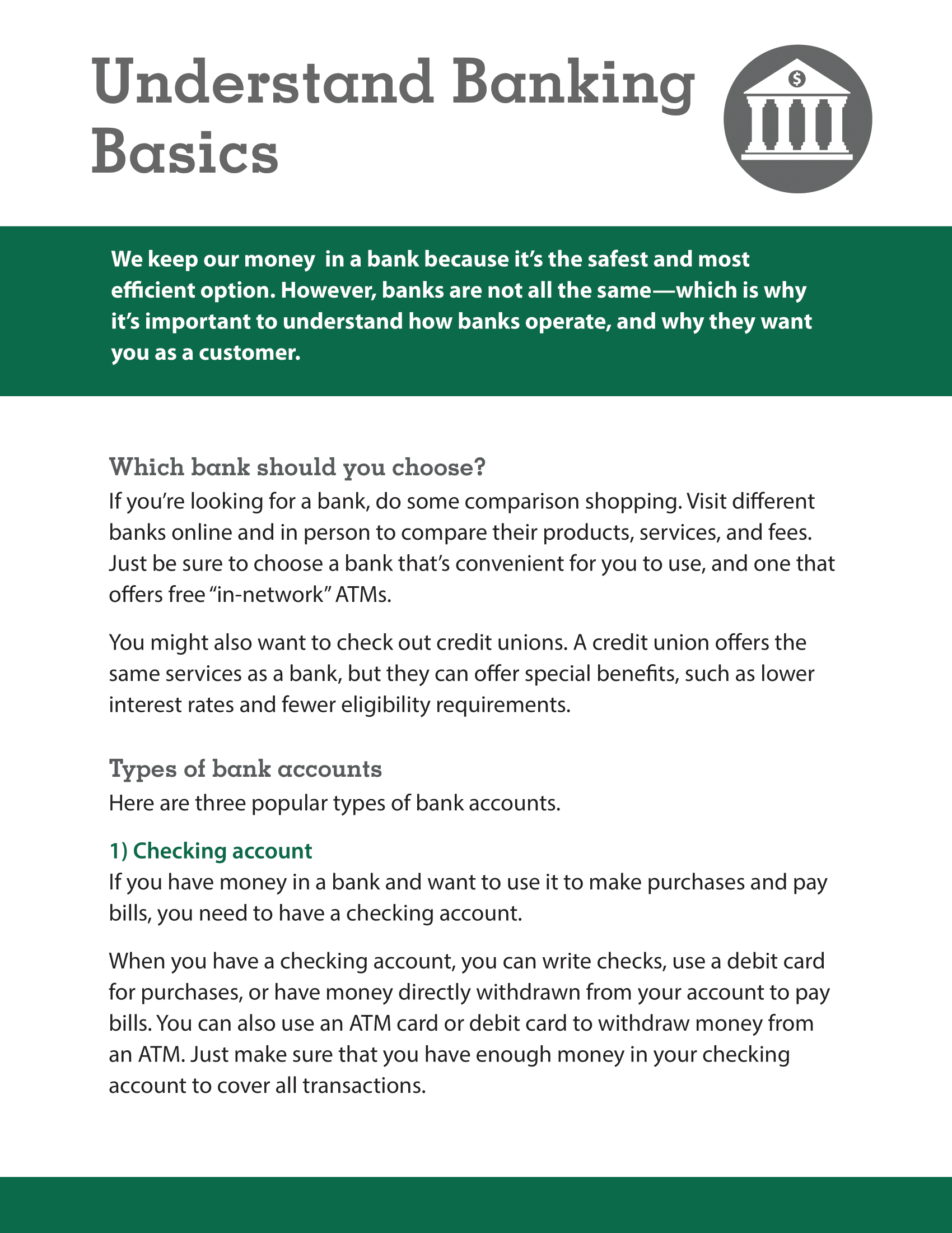 Understand Banking Basics – Woodburn Plus