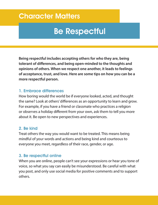 Character Matters - Be Respectful