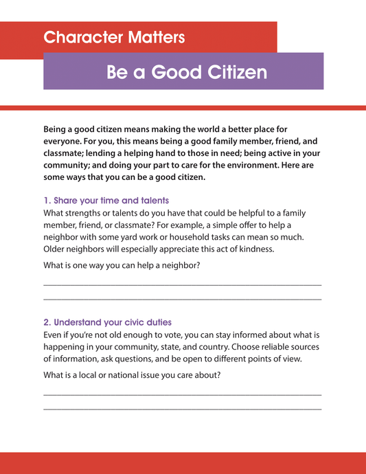 Character Matters - Be a Good Citizen