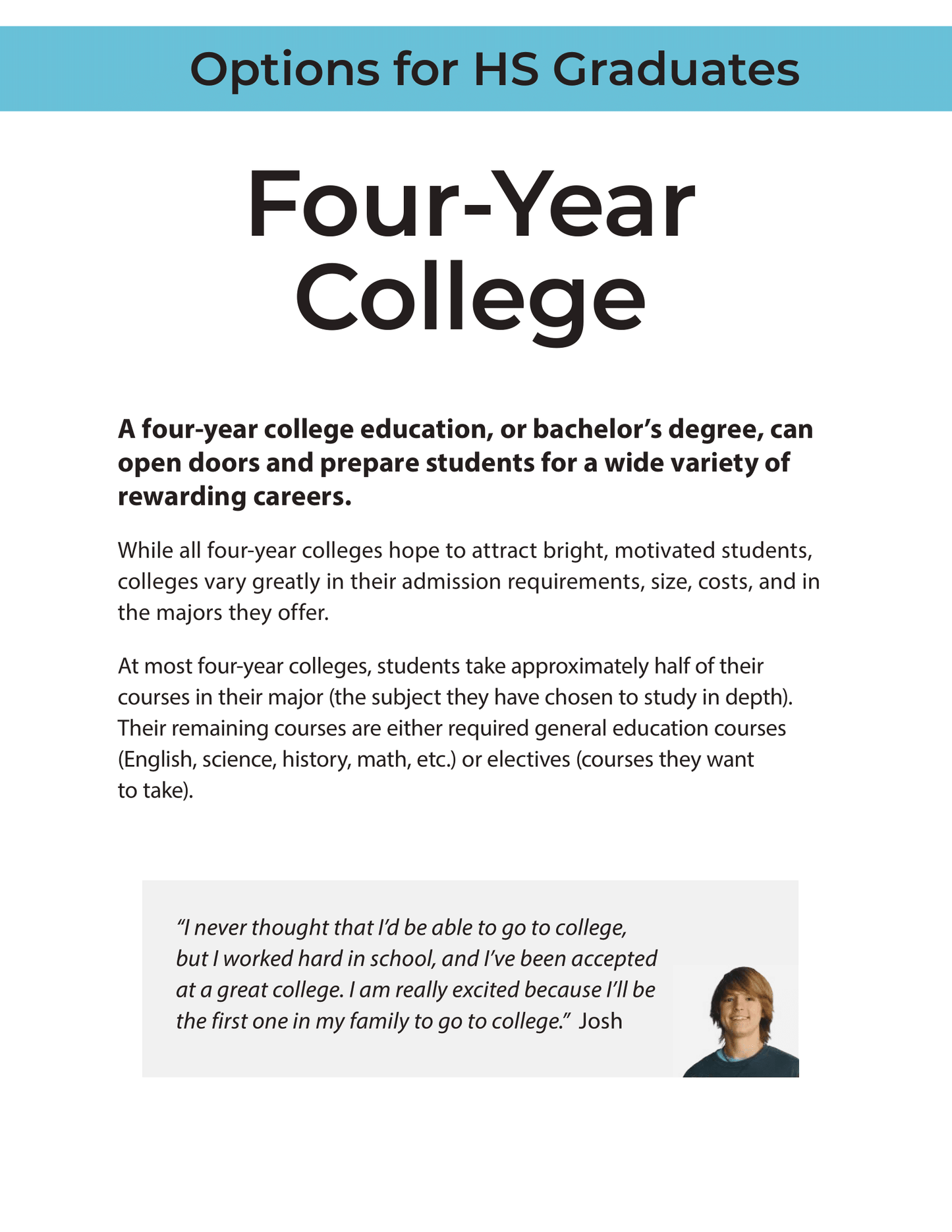 Options for HS Graduates - Four-Year College