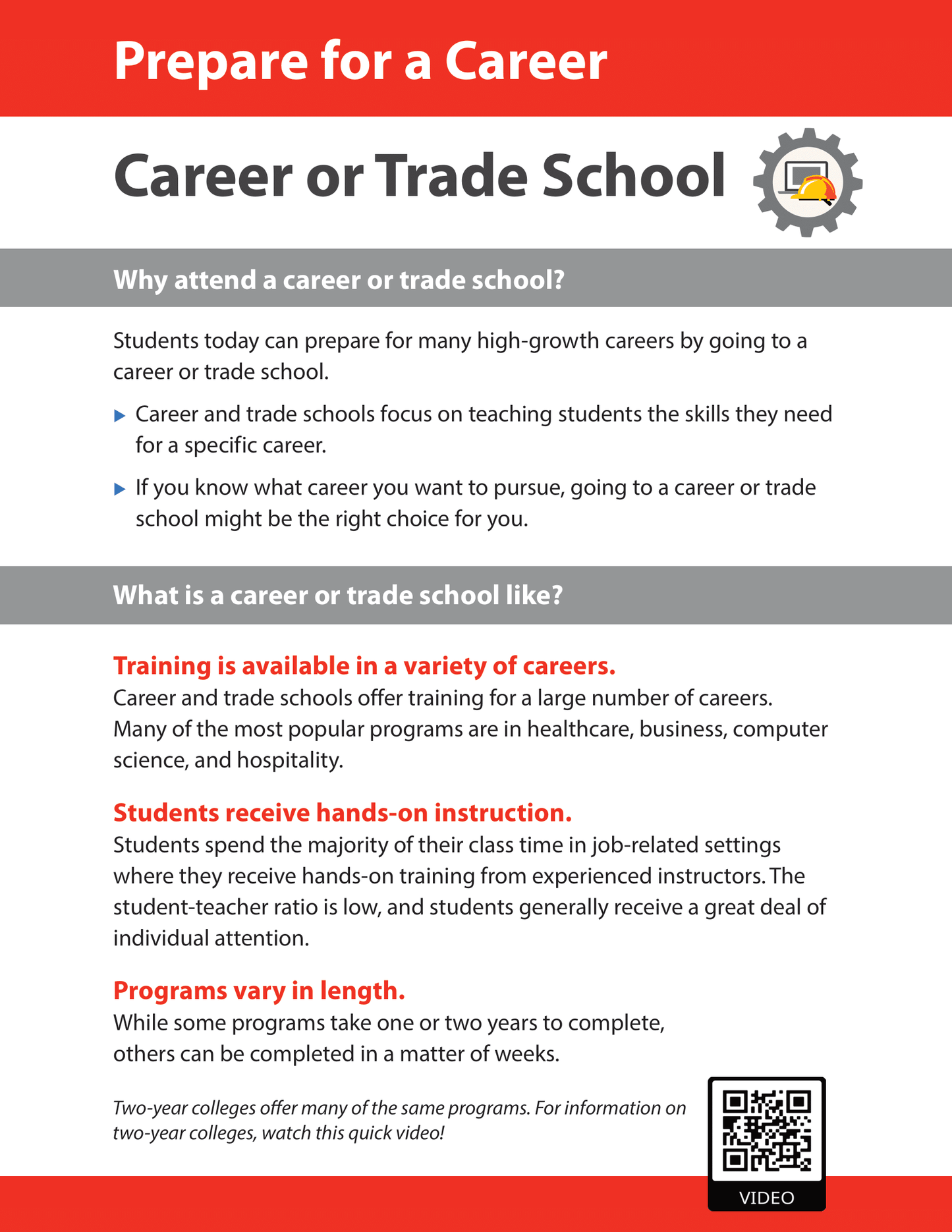 Prepare for a Career - Career or Trade School