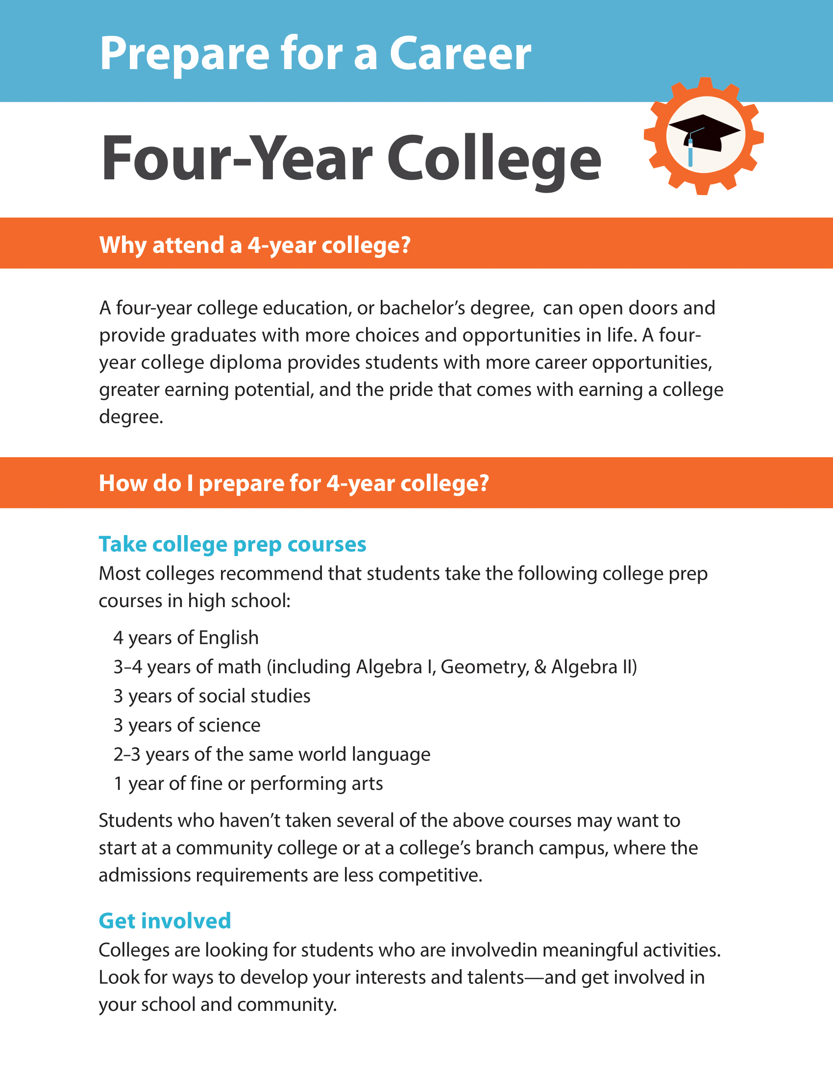 Prepare for a Career - Four-Year College