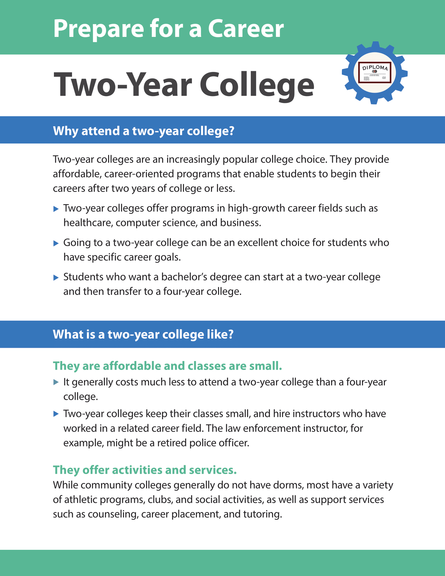 Prepare for a Career - Two-Year College