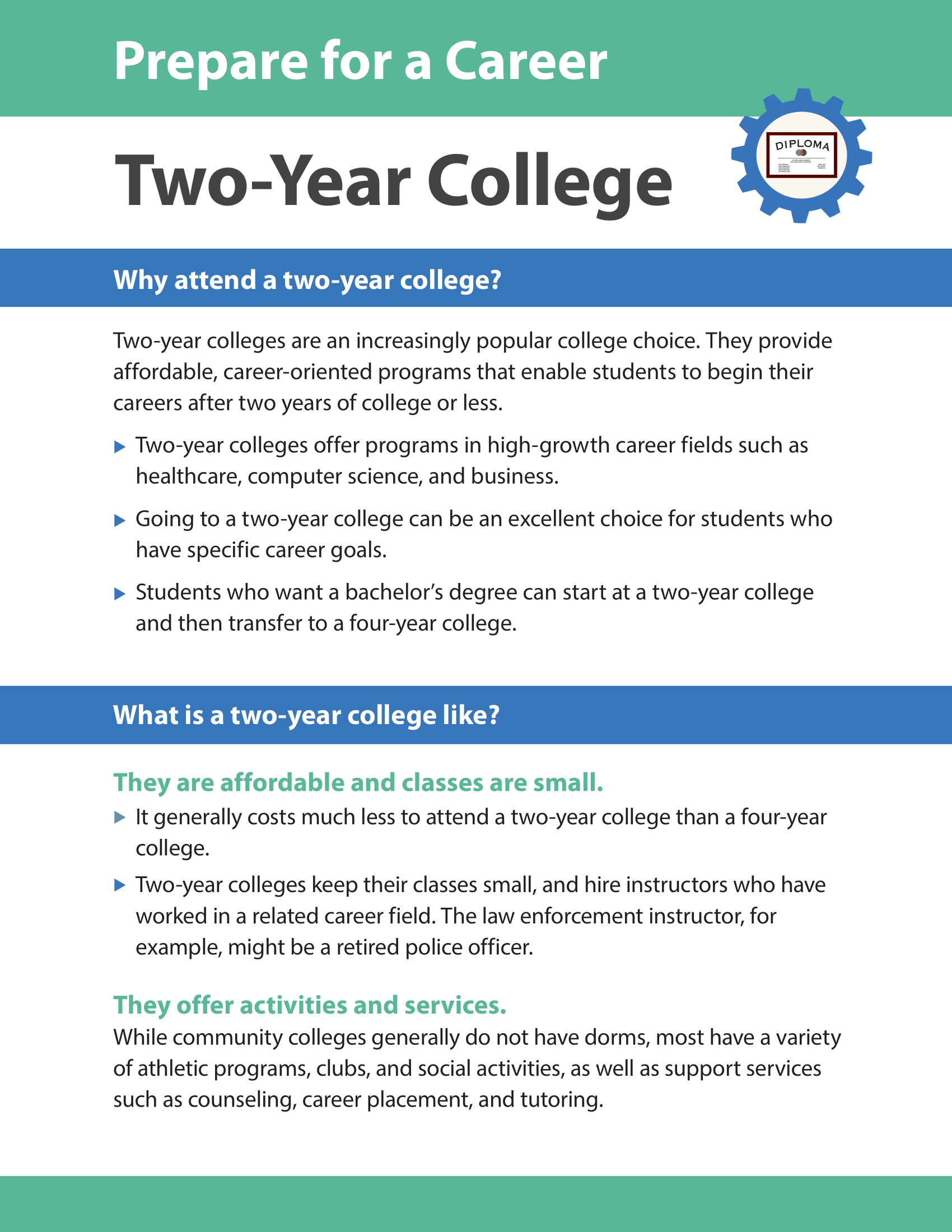 Prepare for a Career - Two-Year College