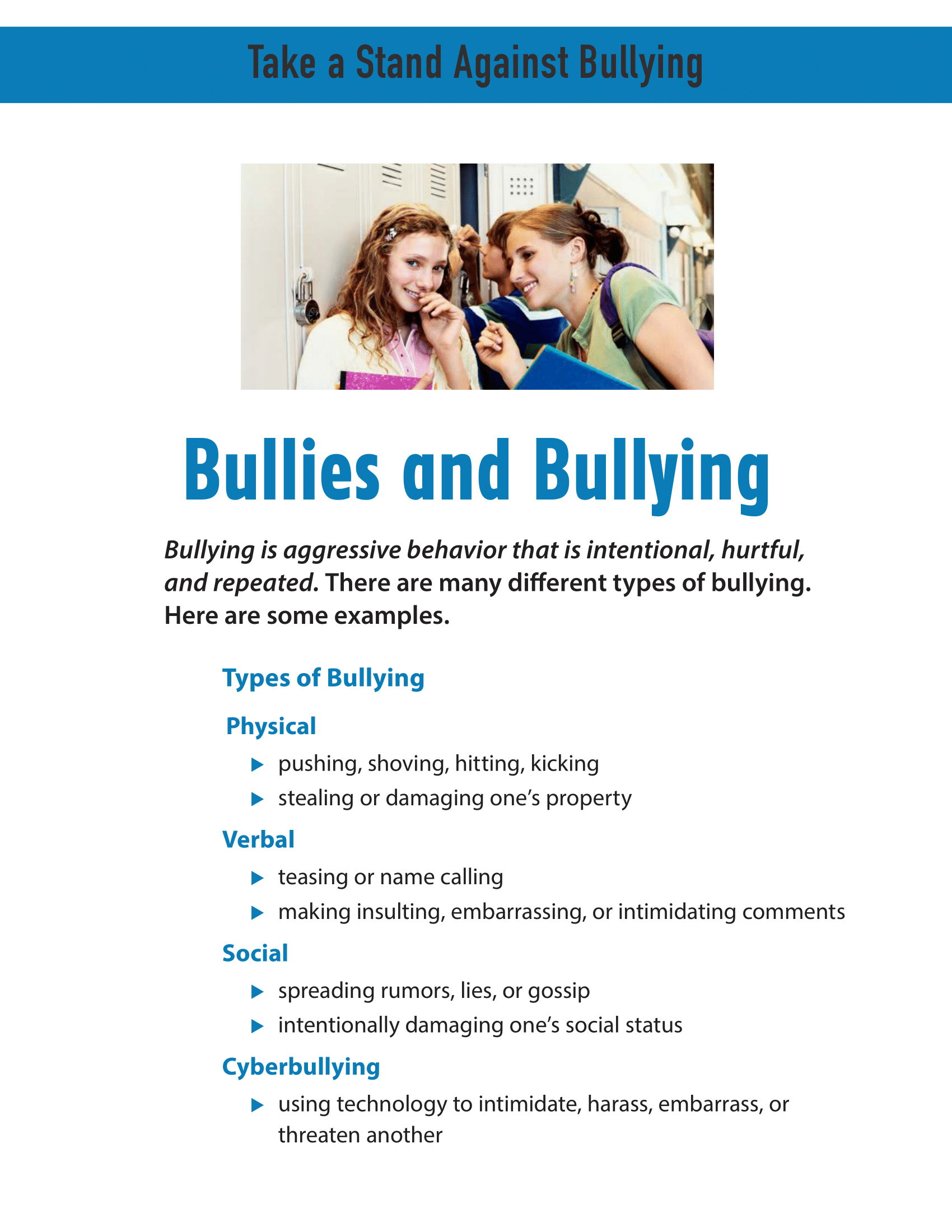Take a Stand Against Bullying - Bullies and Bullying