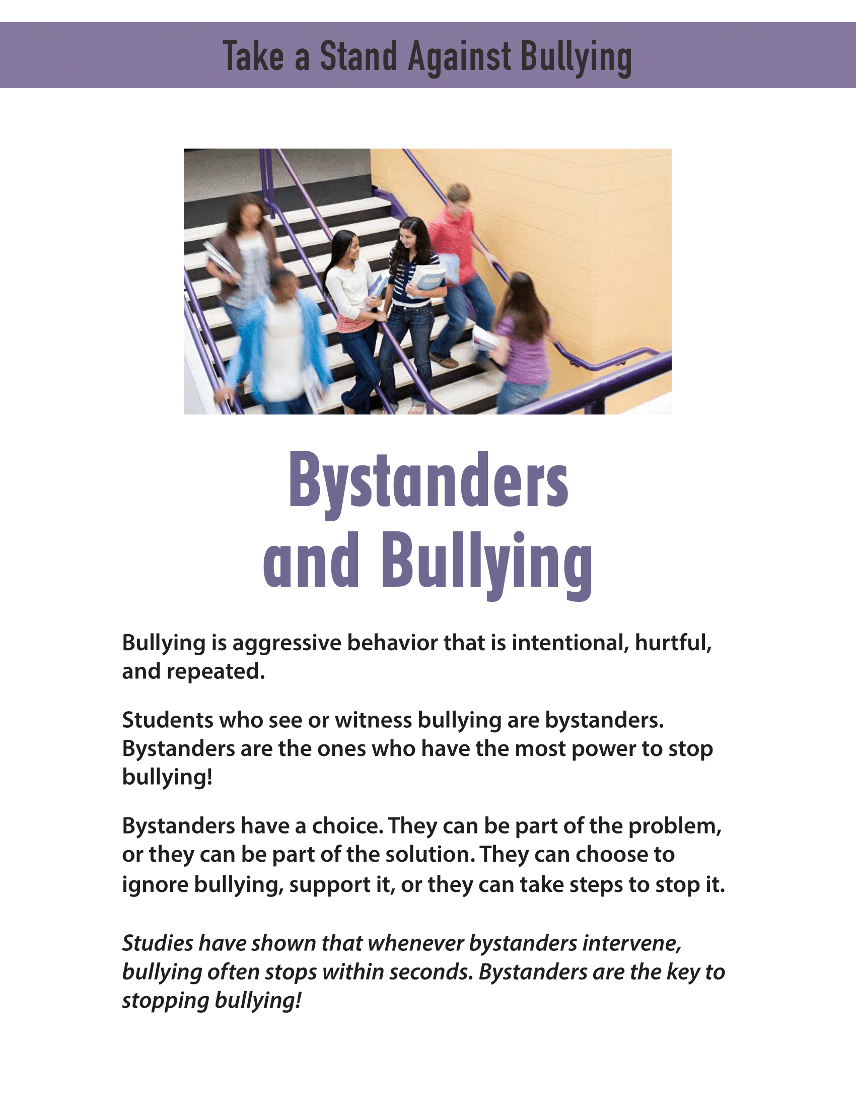Take a Stand Against Bullying - Bystanders and Bullying
