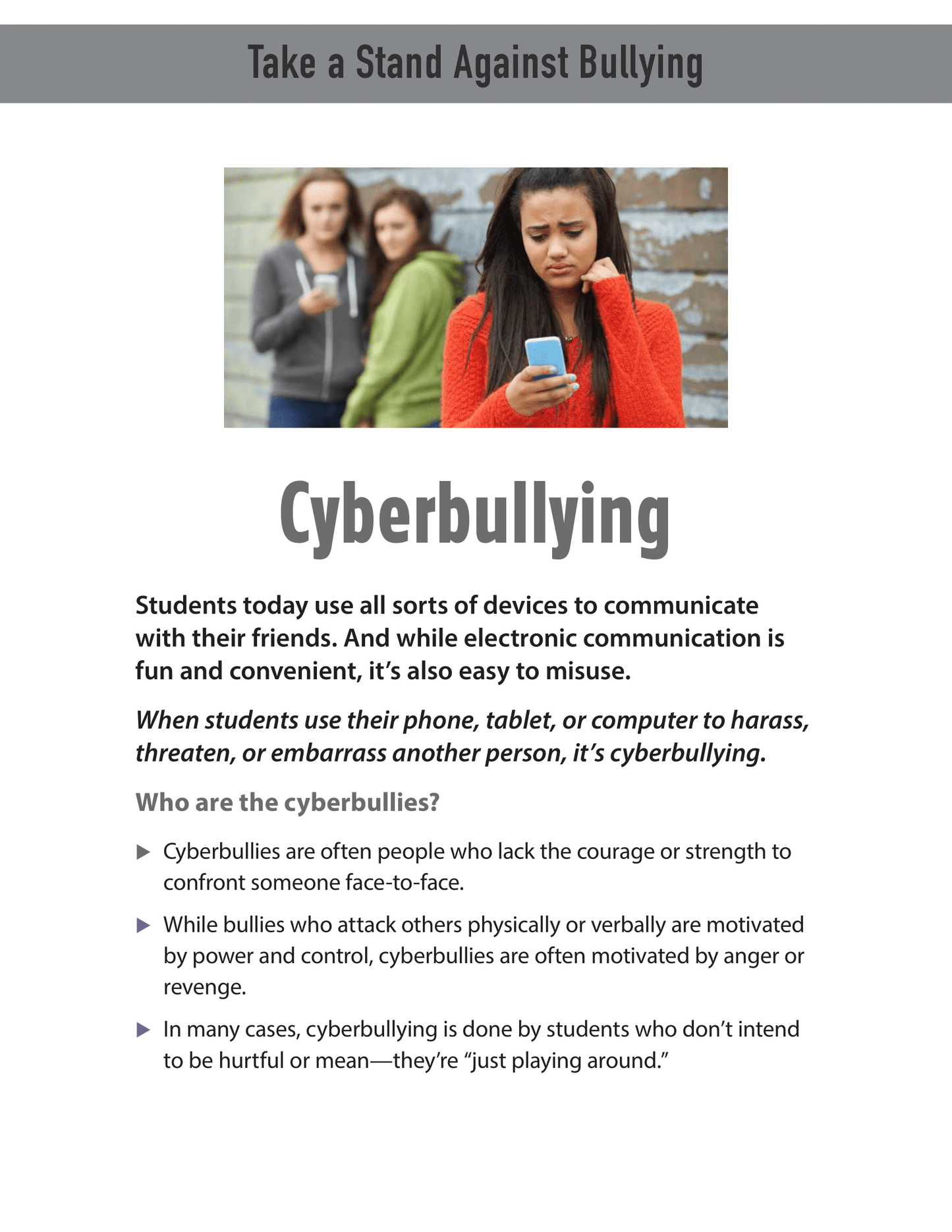 Take a Stand Against Bullying - Cyberbullying