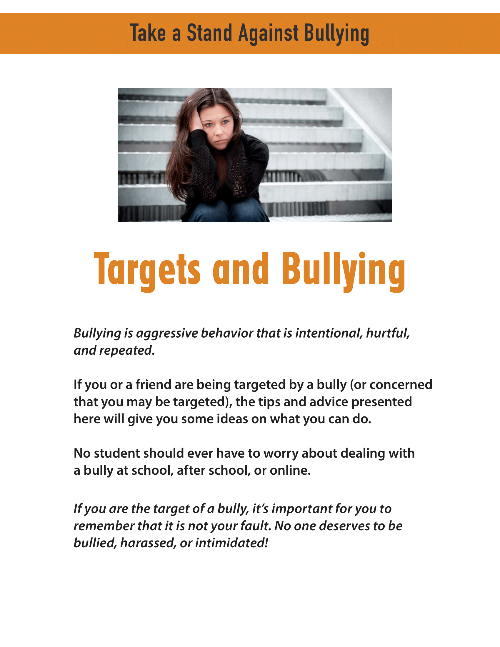 Take a Stand Against Bullying - Targets and Bullying