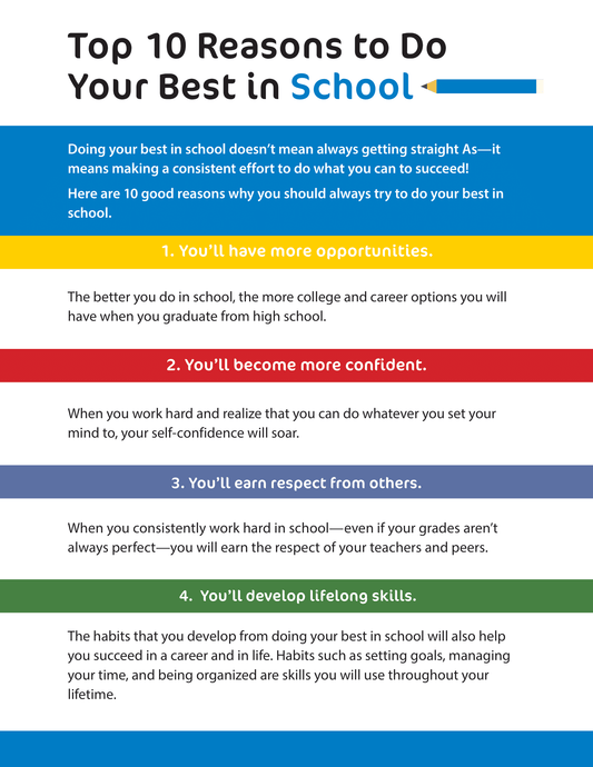 Top 10 Reasons to Do Your Best in School