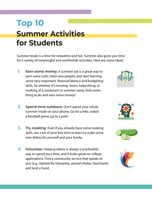 Top 10 Summer Activities for Students