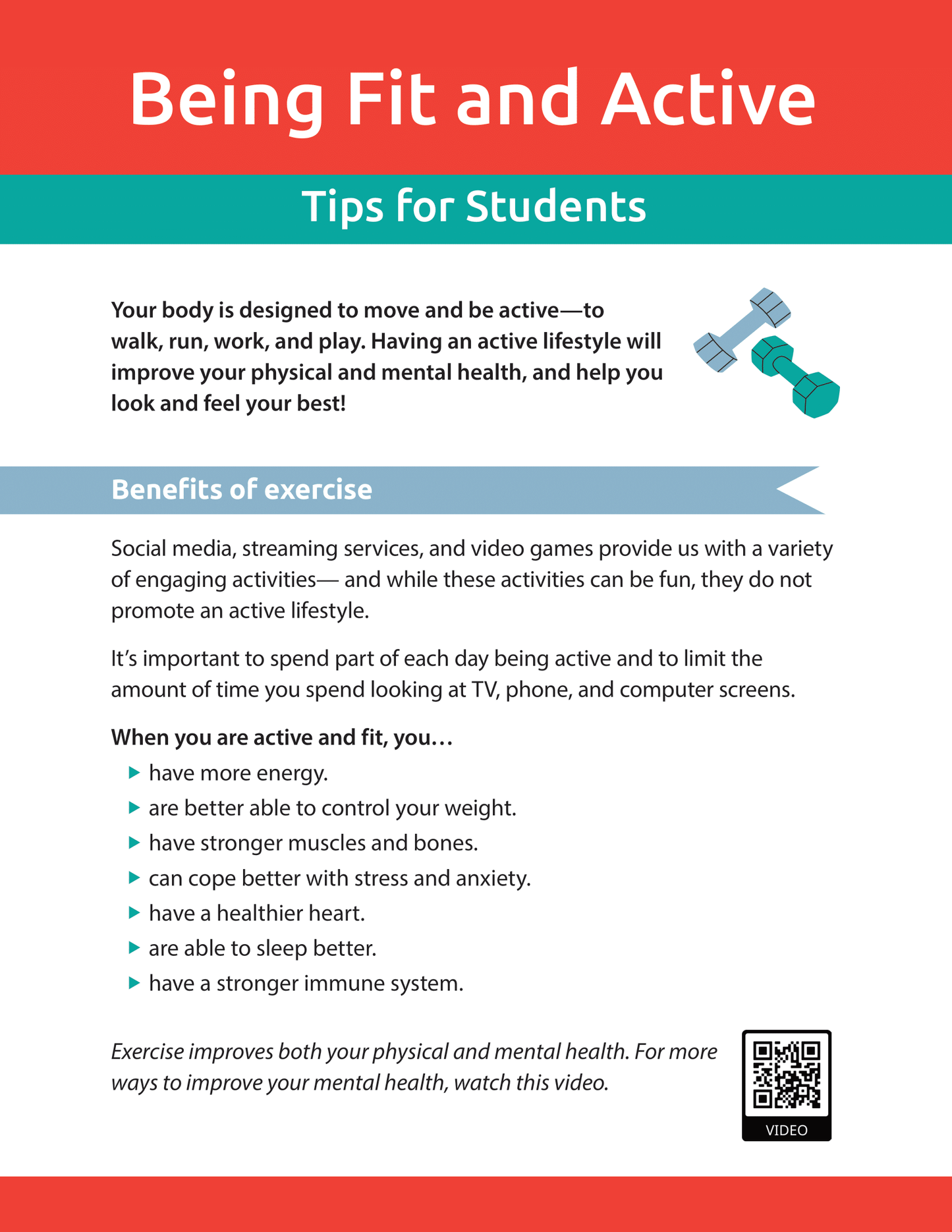 Being Fit and Active - Tips for Students