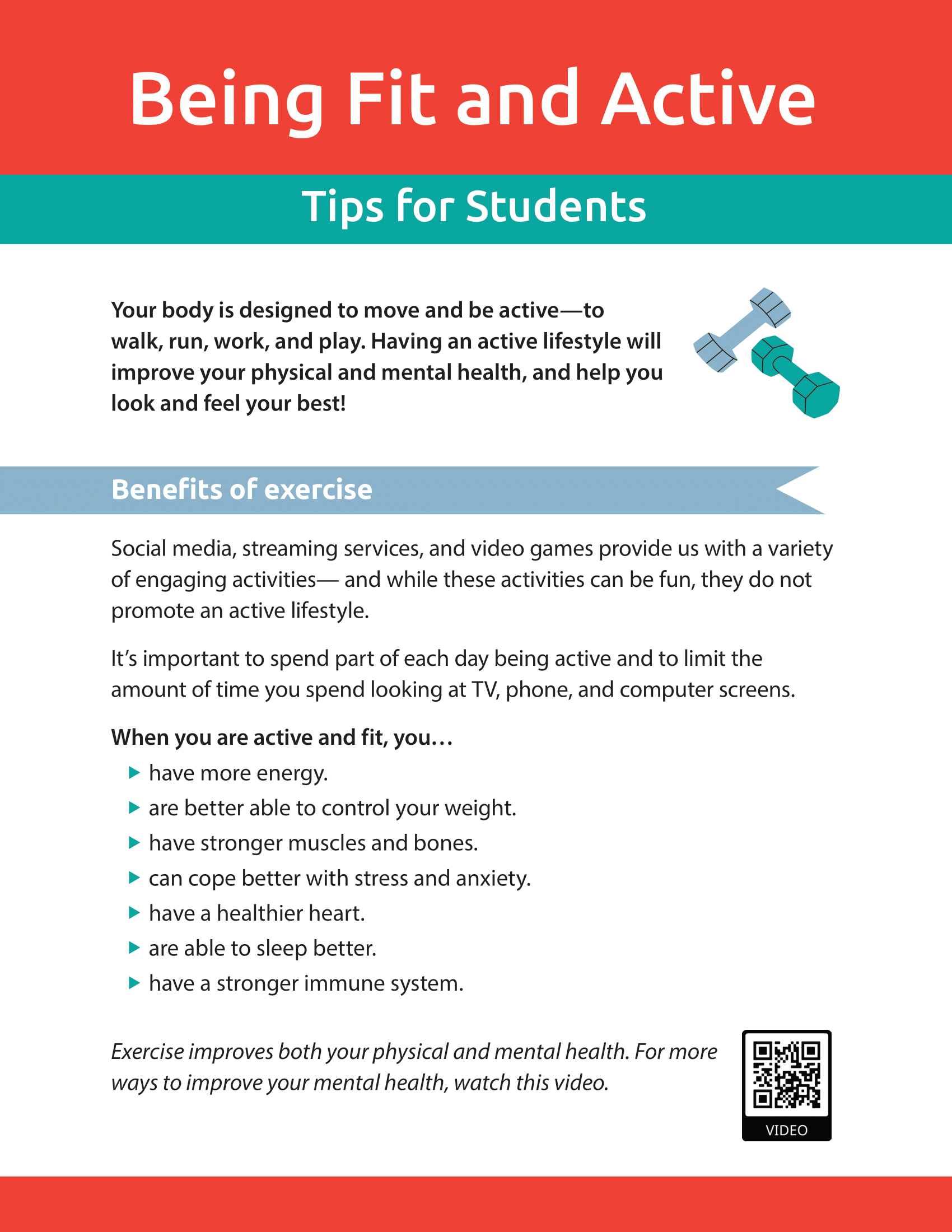 Being Fit and Active - Tips for Students