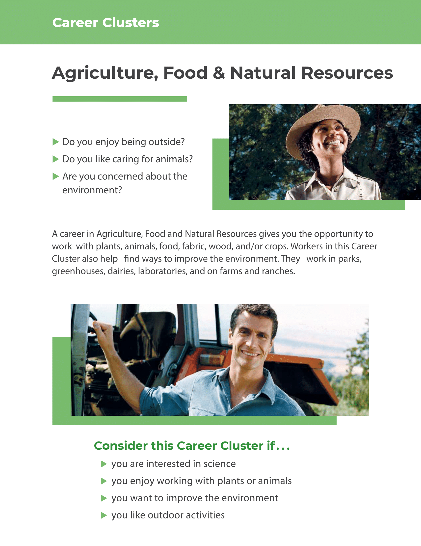 Career Clusters - Agriculture, Food, and Natural Resources