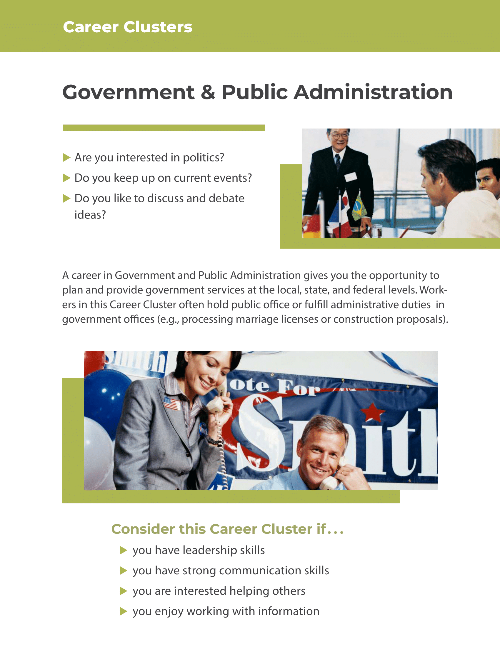 Career Clusters - Government & Public Administration – Woodburn Plus