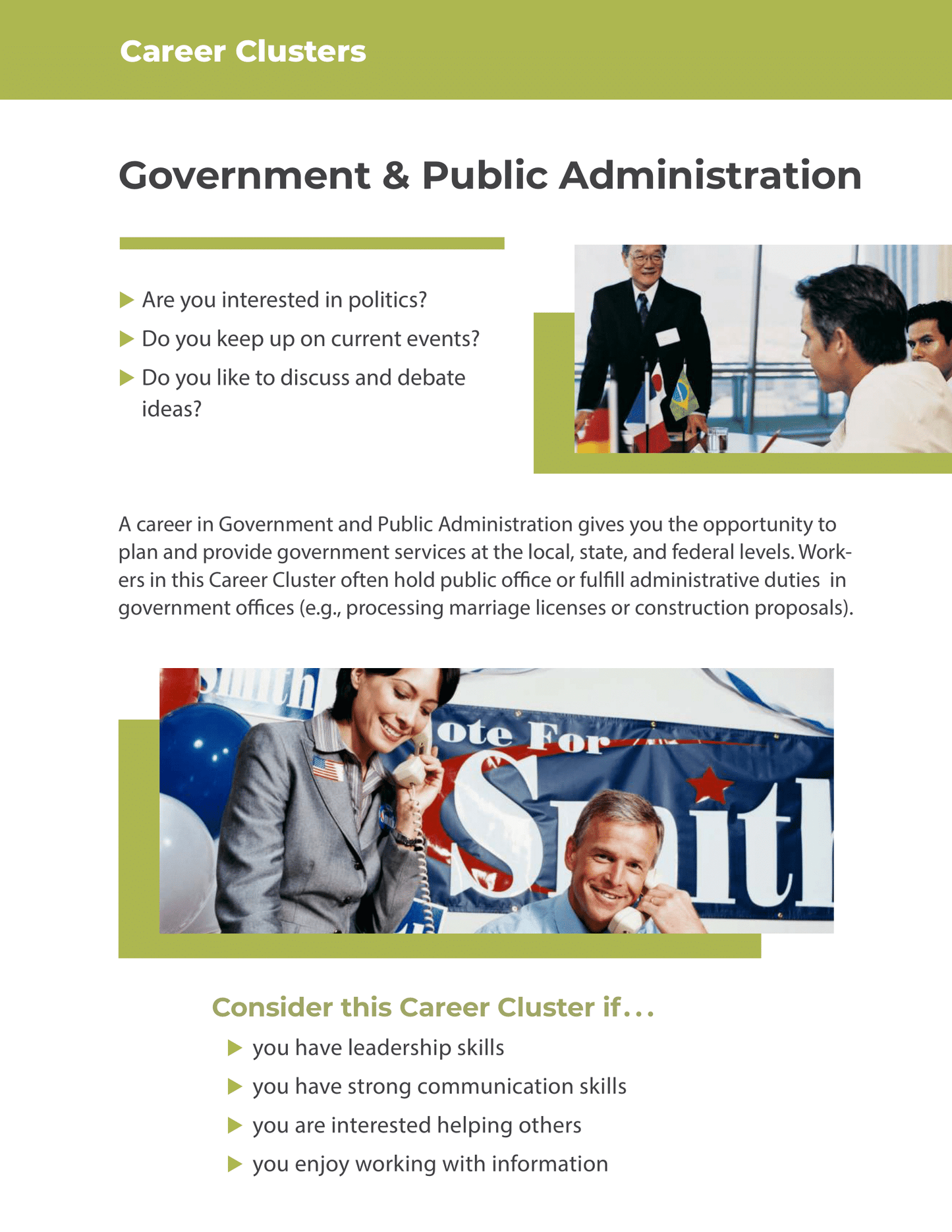 Career Clusters - Government and Public Administration