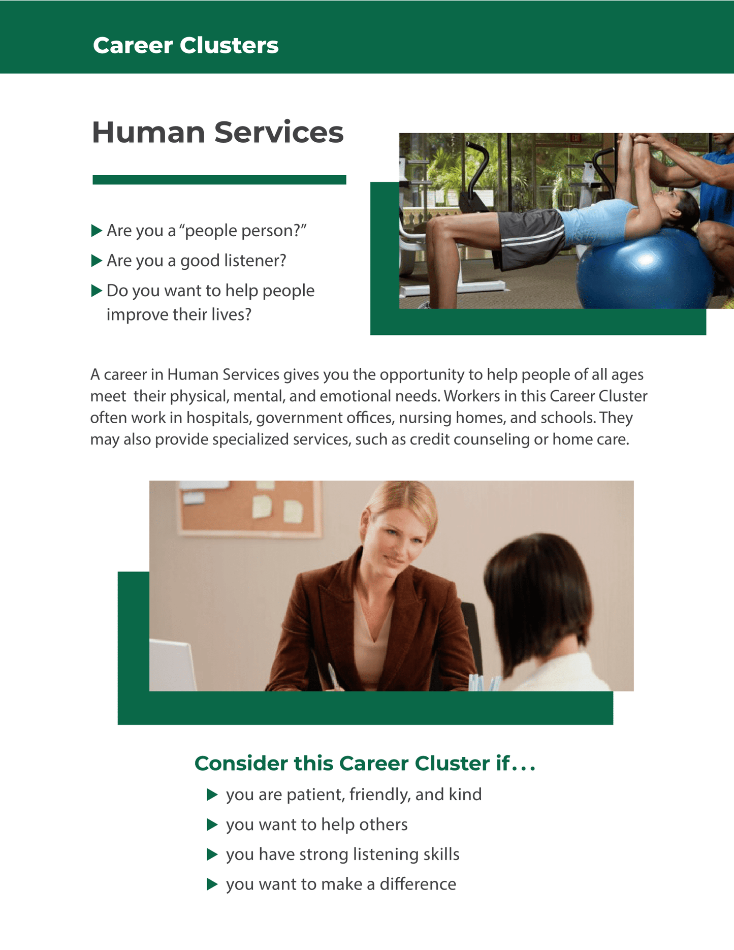 Career Clusters - Human Services