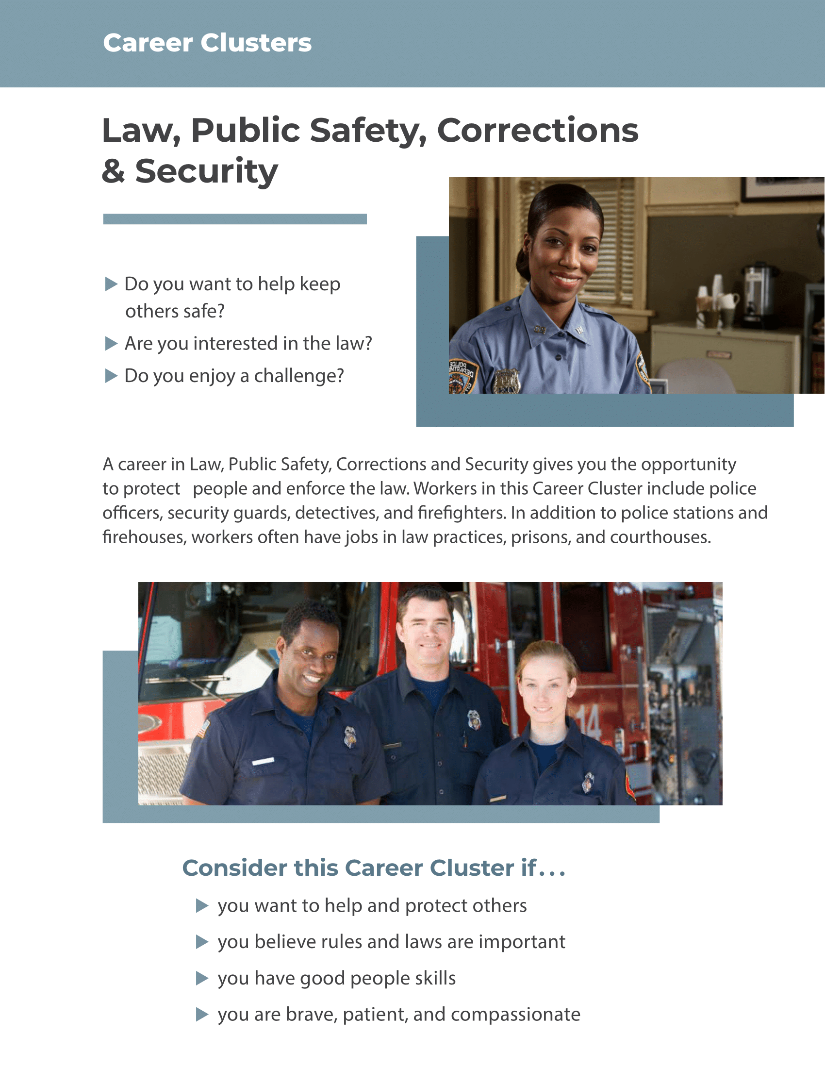 Career Clusters - Law, Public Safety, Corrections, and Security