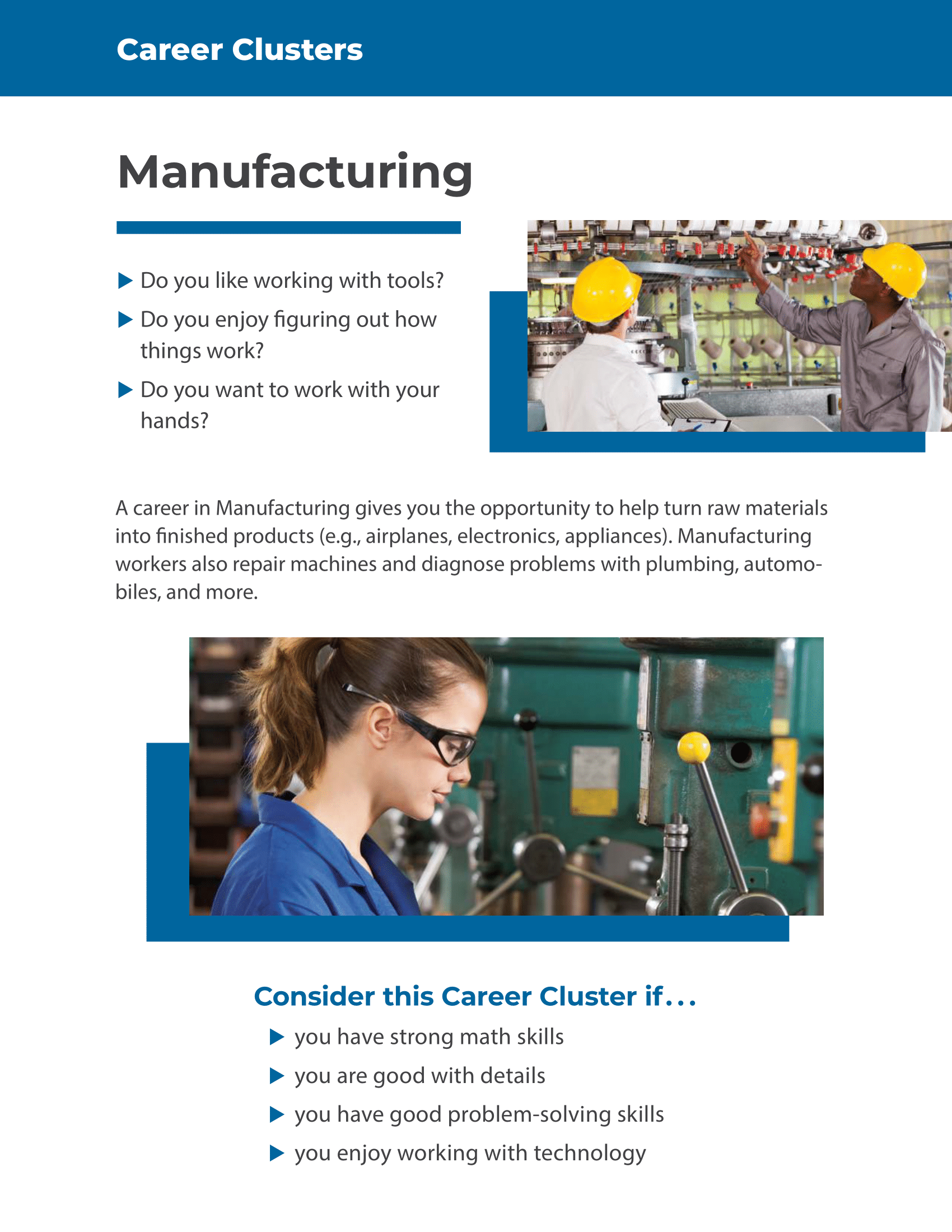 Career Clusters - Manufacturing