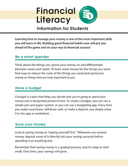 Financial Literacy - Information for Students