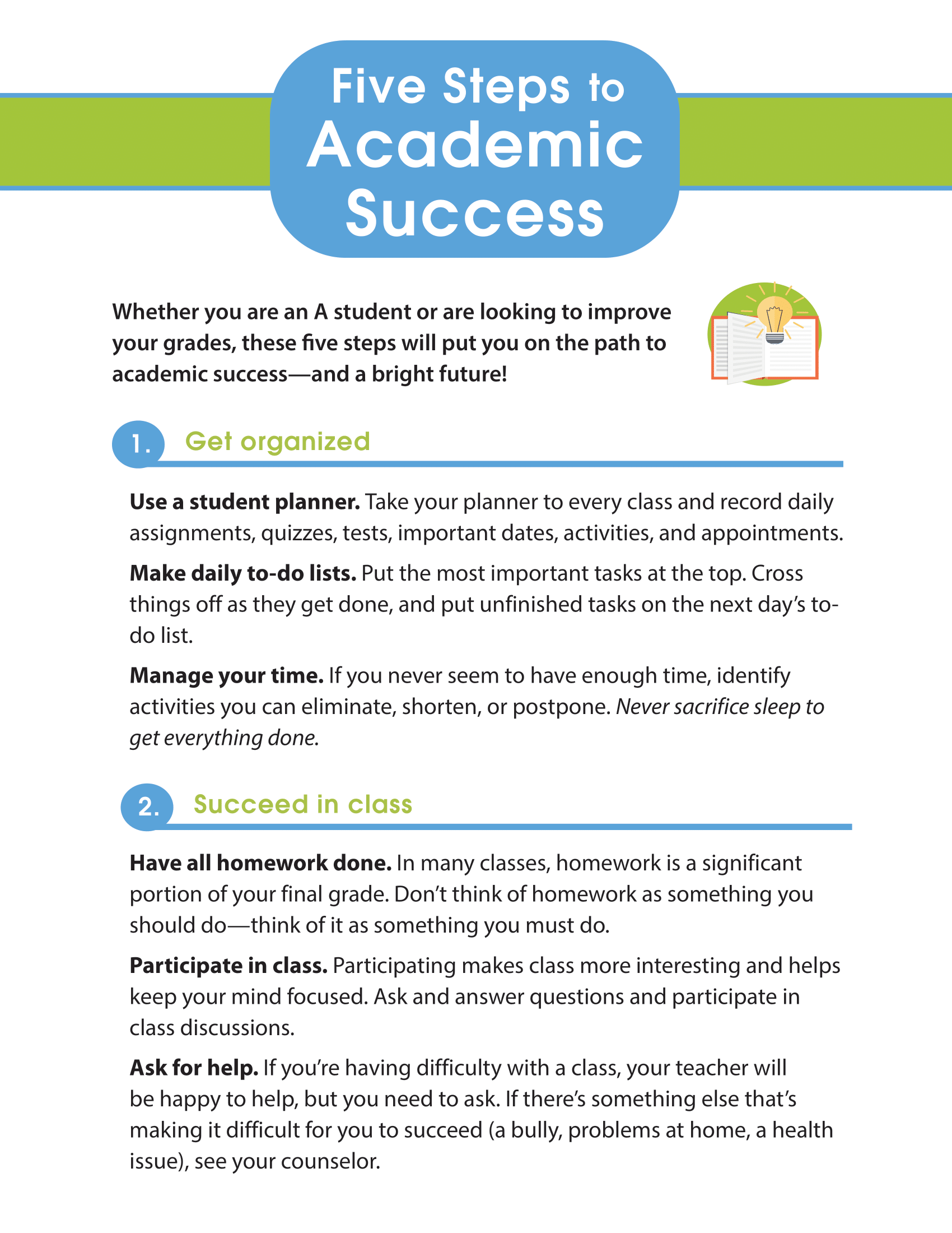 Five Steps to Academic Success