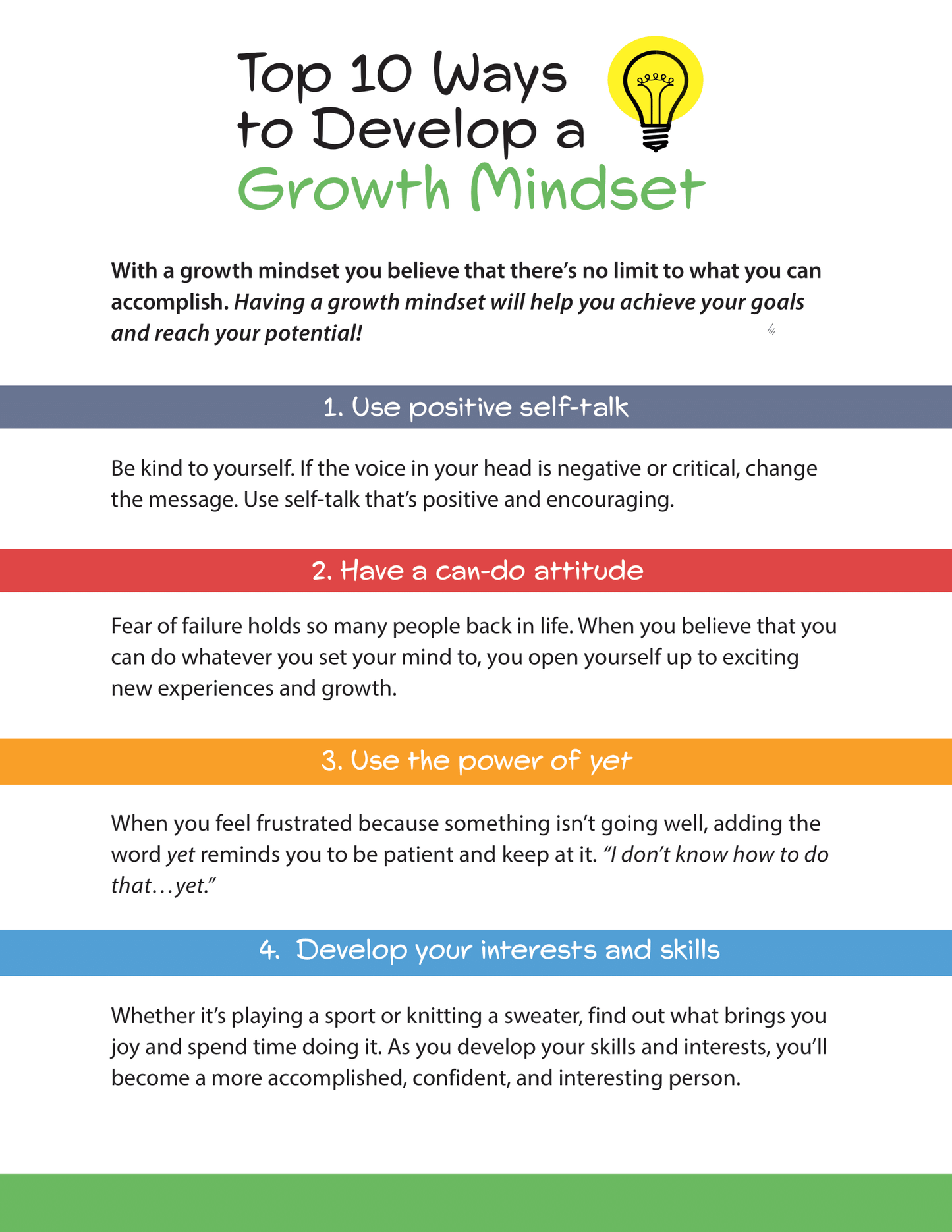 Top 10 Ways to Develop a Growth Mindset