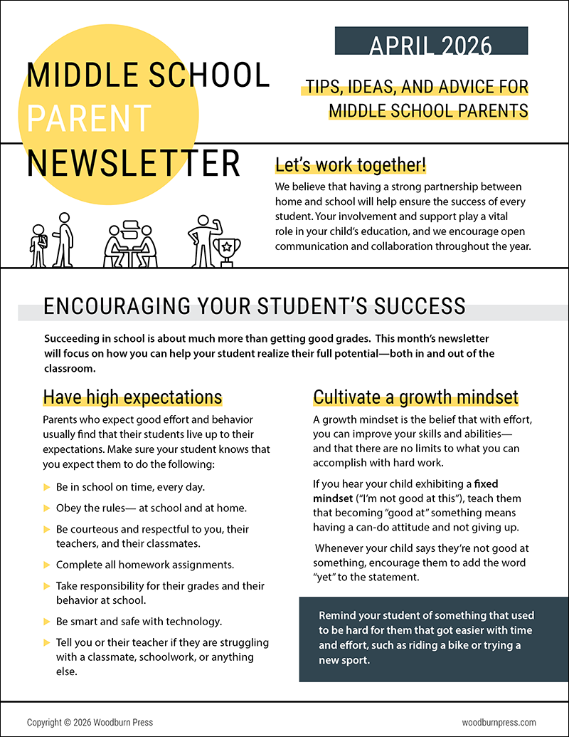 Middle School Parent Newsletter - April 2026