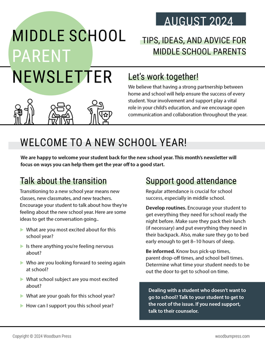 Middle School Parent Newsletter - August 2024