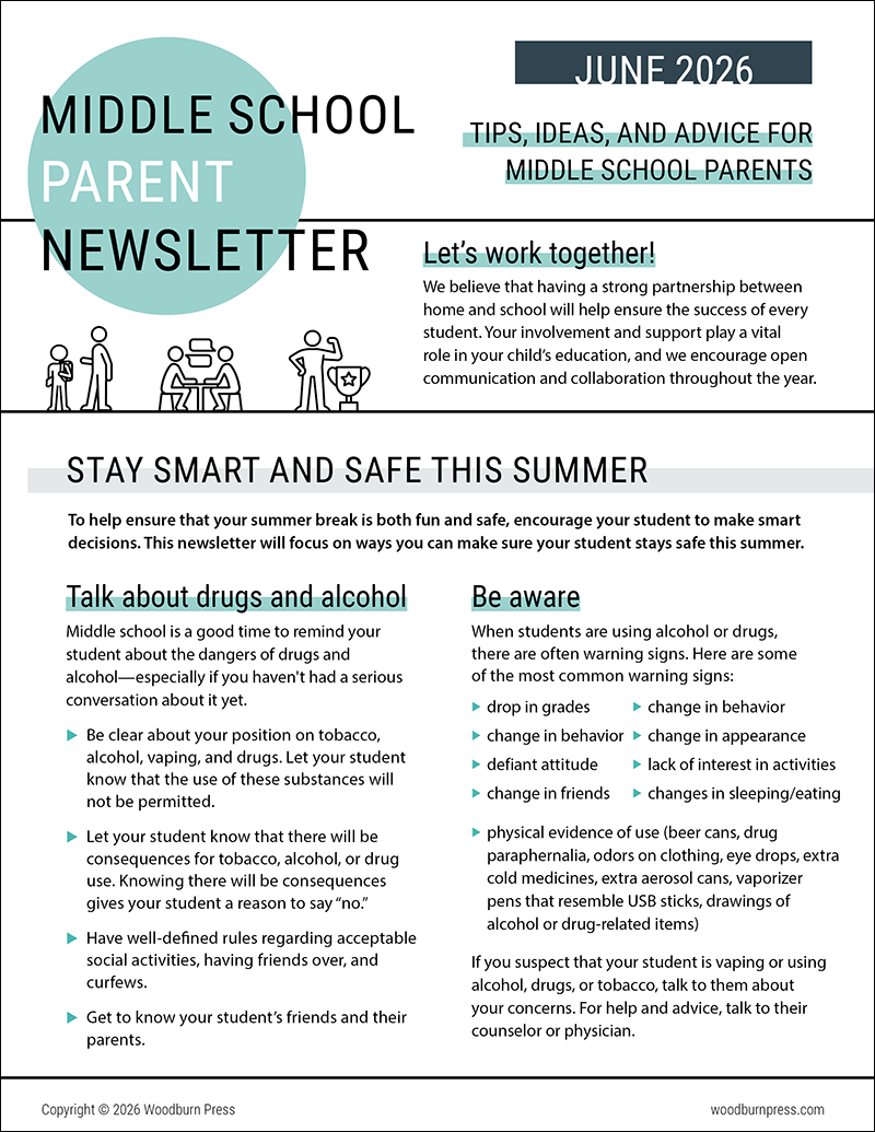 Middle School Parent Newsletter - June 2026