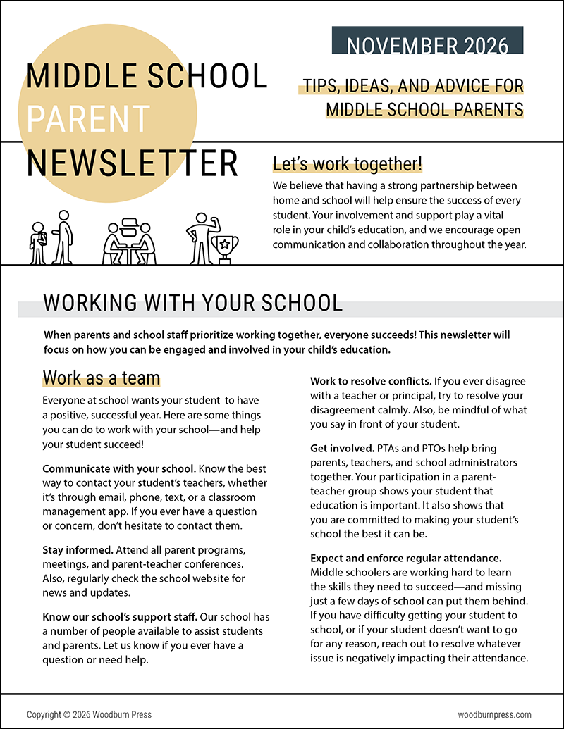 Middle School Parent Newsletter - November 2026