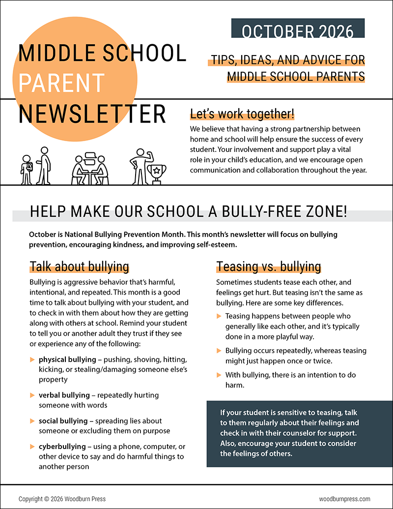 Middle School Parent Newsletter - October 2026