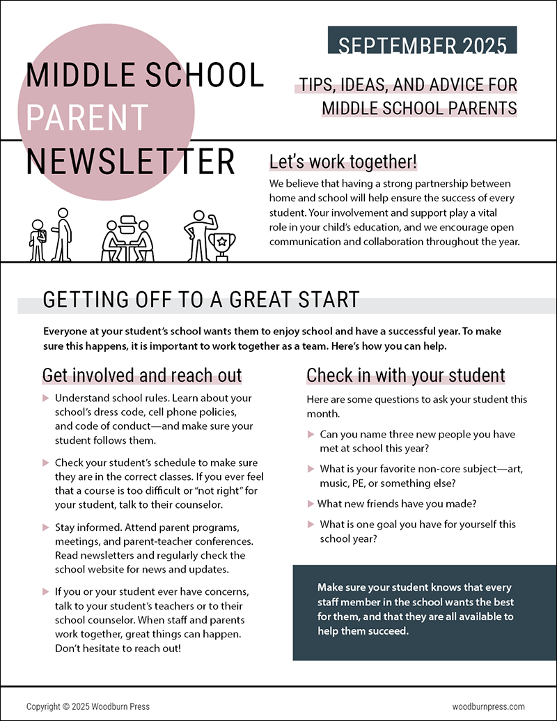 Middle School Parent Newsletter - September 2025