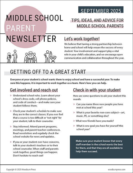Middle School Parent Newsletter - September 2025
